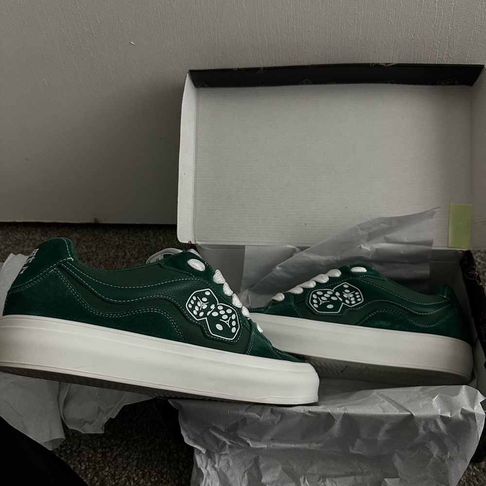 Green Sneakers with White Soles